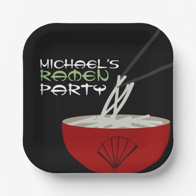 Ramen Noodles Asian Bowl Party Paper Plates (Front)