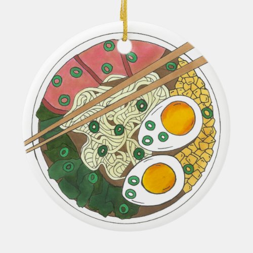 Ramen Noodles Bowl Japanese Food Restaurant Foodie Ceramic Ornament