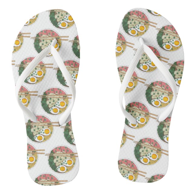 Ramen Noodles Bowl Japanese Food Restaurant Foodie Flip Flops (Footbed)
