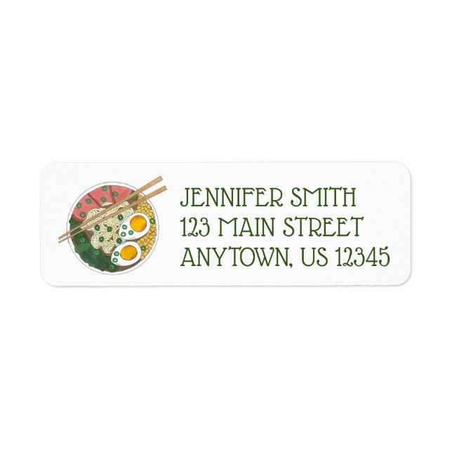 Ramen Noodles Bowl Japanese Food Restaurant Foodie Label (Front)
