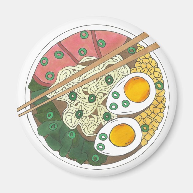 Ramen Noodles Bowl Japanese Food Restaurant Foodie Magnet (Front)