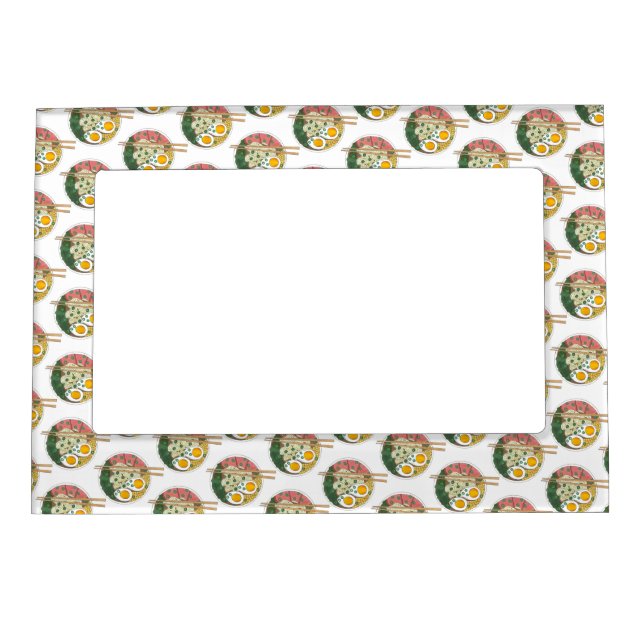 Ramen Noodles Bowl Japanese Food Restaurant Foodie Magnetic Photo Frame (Front)