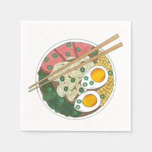 Ramen Noodles Bowl Japanese Food Restaurant Foodie Napkins