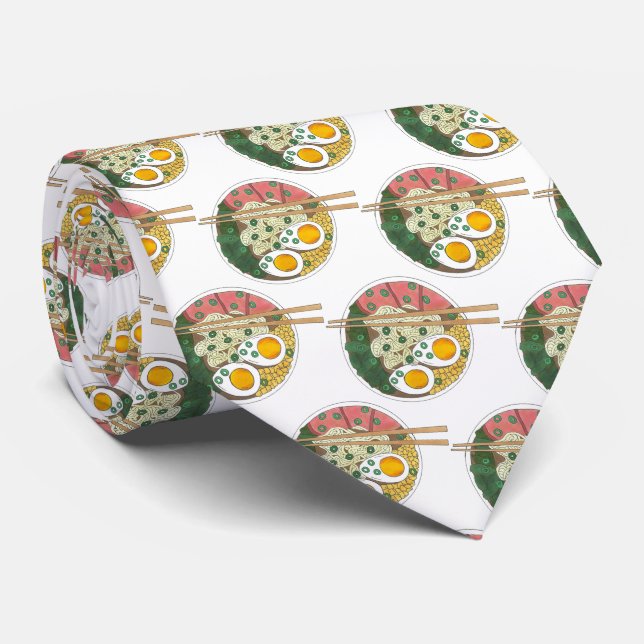 Ramen Noodles Bowl Japanese Food Restaurant Foodie Neck Tie (Rolled)