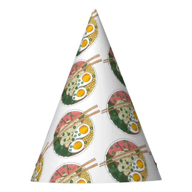 Ramen Noodles Bowl Japanese Food Restaurant Foodie Party Hat (Front)