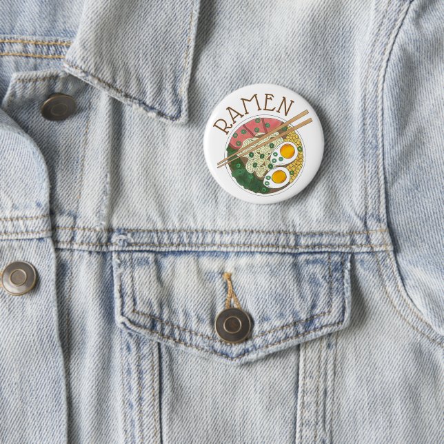 Ramen Noodles Bowl Japanese Food Restaurant Foodie Pinback Button (In Situ)