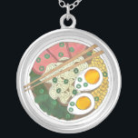 Ramen Noodles Bowl Japanese Food Restaurant Foodie Silver Plated Necklace<br><div class="desc">Design features an original marker illustration of a steaming hot bowl of delicious ramen noodles with pork, corn, eggs, bok choy, and green onions. Perfect for any ramen lover or fan of Japanese food! Lots of coordinating foodie products are also available from this shop! Don't see exactly what you're looking...</div>