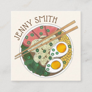 Ramen Noodles Bowl Japanese Food Restaurant Foodie Square Business Card