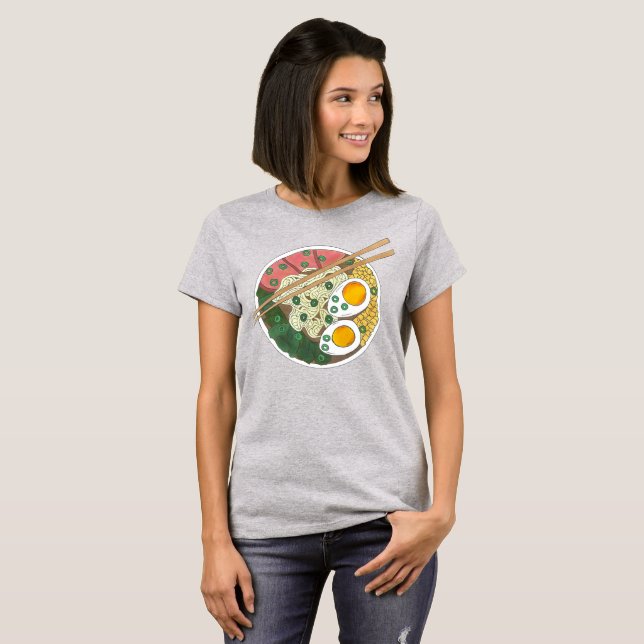 Ramen Noodles Bowl Japanese Food Restaurant Foodie T-Shirt (Front Full)
