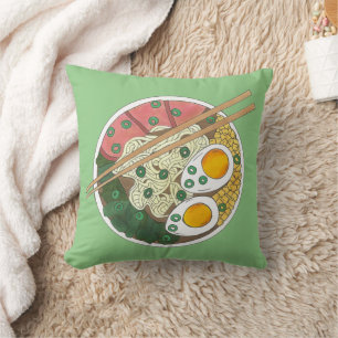 Ramen Noodles Bowl Japanese Food Restaurant Foodie Throw Pillow