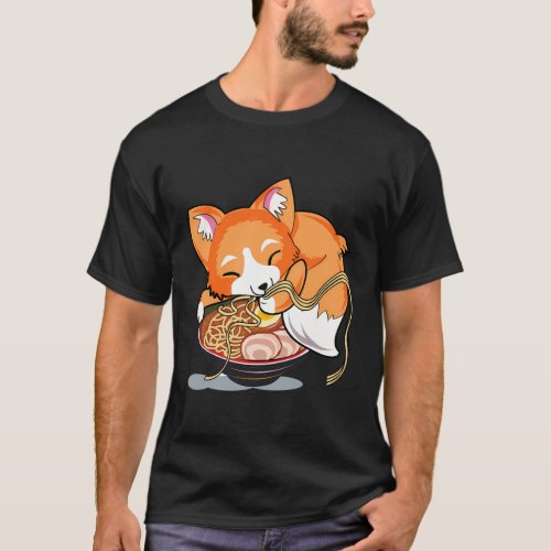 Ramen Noodles Fox Kawaii Japanese Anime T_Shirt