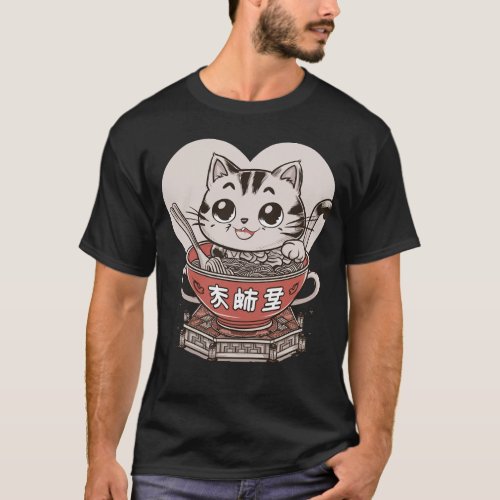 Ramen noodles Kawaii culture shirt for anime cat 