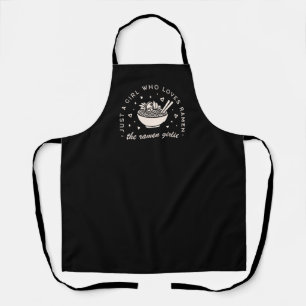 Ramen noodles lovers girl funny humor quotes black apron