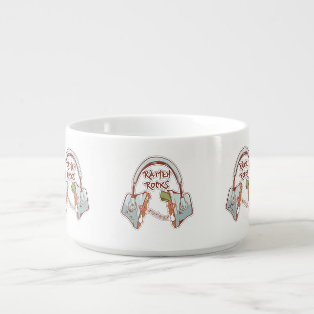 Ramen noodles rock funny headphones bowl (Center)