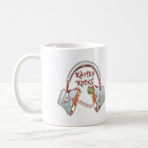 Ramen noodles rock funny headphones coffee mug