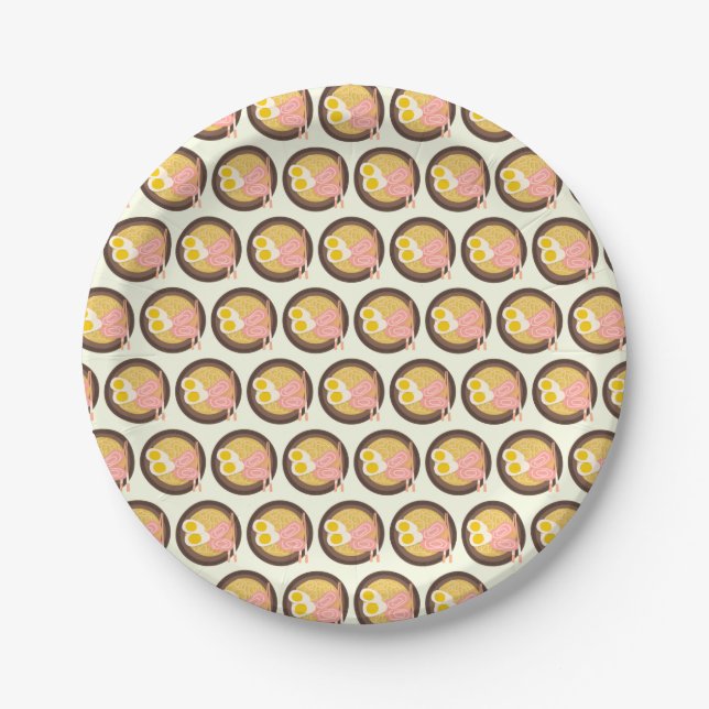 Ramen Noodles Soup Japanese Food Lover Eggs Paper Plates (Front)