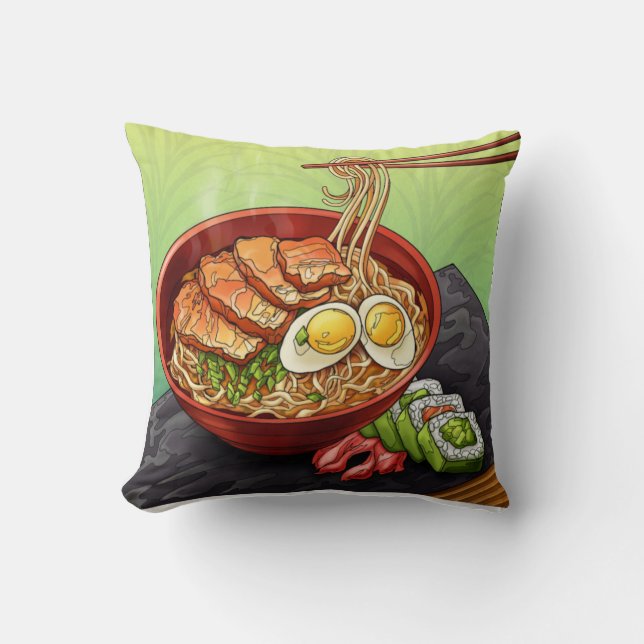 Ramen noodles throw pillow (Front)