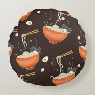 Ramen Noodles: Vintage Graphics Round Pillow