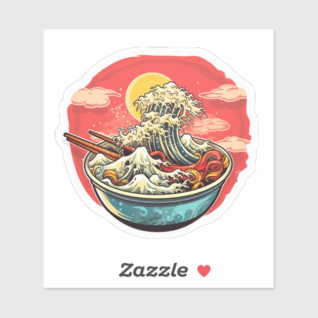ramen noodles waves in bowl sticker (Sheet)