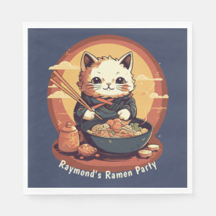Ramen Party Boy's Birthday with Anime Cat Napkins