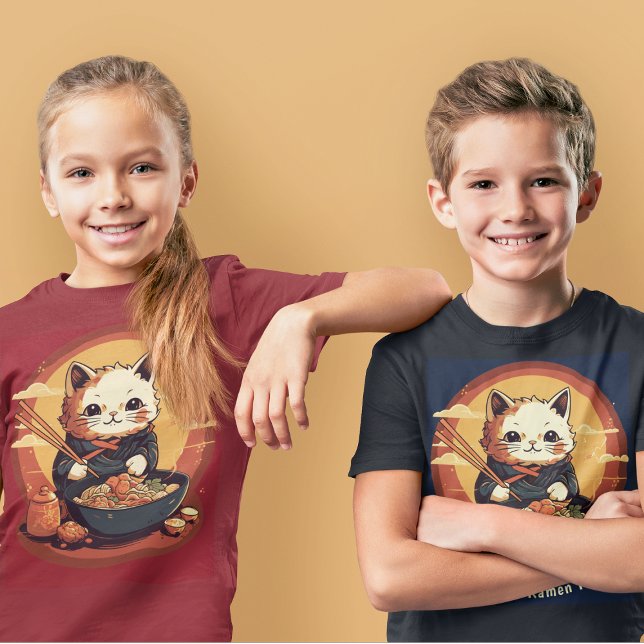 Ramen Party Boy's Birthday with Anime Cat T-Shirt (Creator Uploaded)