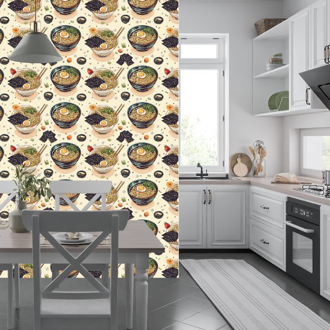 Ramen Pattern Illustration Kitchen Peel And Stick Wallpaper (Creator Uploaded)