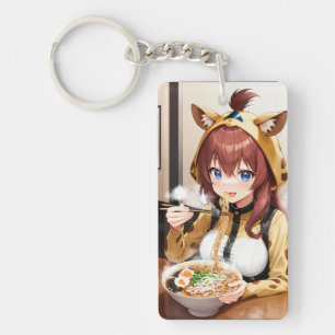 Ramen Rendezvous: Grace the Anime Girraffe Girl Keychain