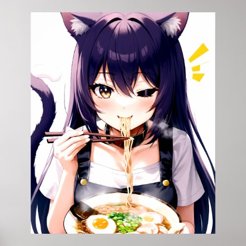 Ramen Romp Anime Cat Girls Noodle Nirvana Poster