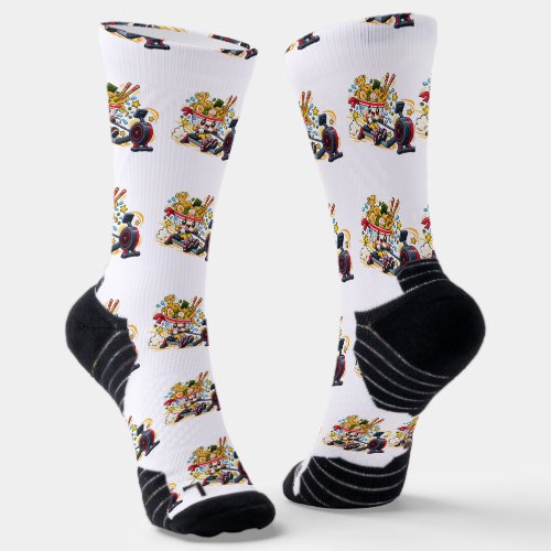 Ramen Rowing Workout: Cute Kawaii Fitness Mascot Socks