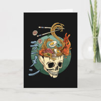 Ramen Skull Japanese Noodle Skull Anime Great Wave Card