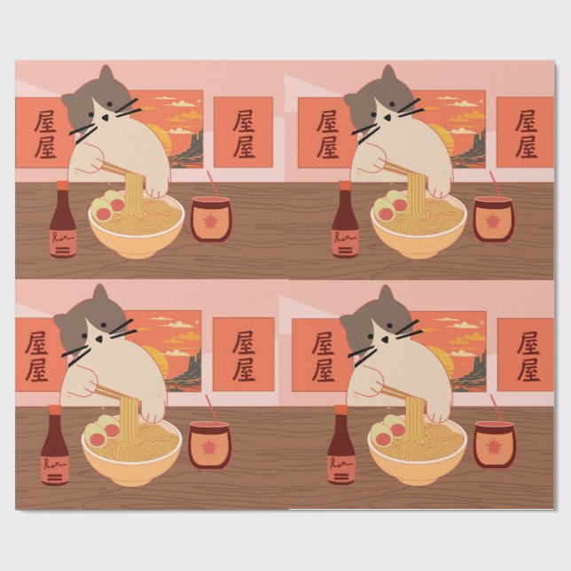 Ramen Slurp Pattern Wrapping Paper (Flat)