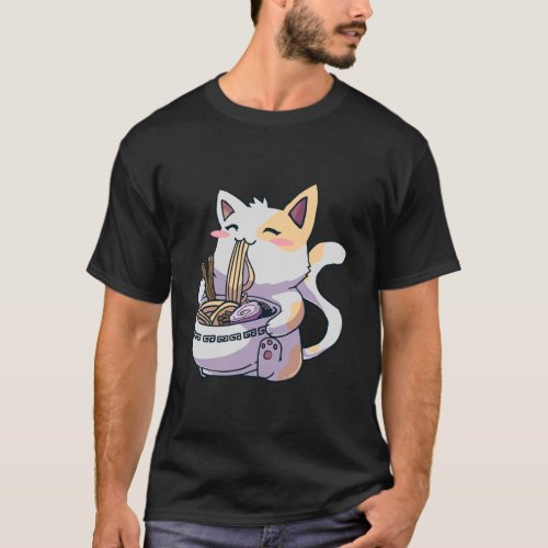 Ramen T_Shirt Cat Tshirt Kawaii Anime Tee Japanese