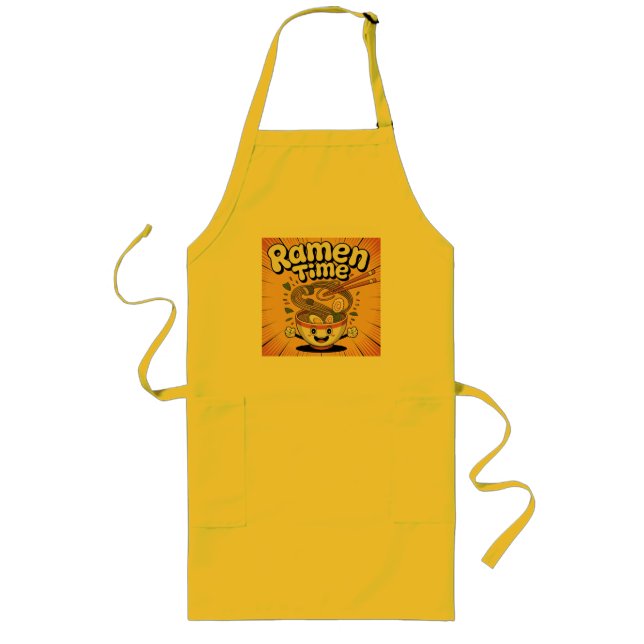 Ramen Time – Cute Cartoon Ramen Bowl Long Apron (Front)
