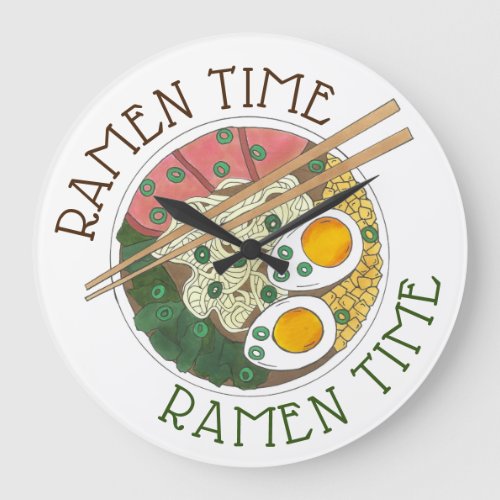 Ramen Time Japanese Food Noodle Soup Restaurant Large Clock