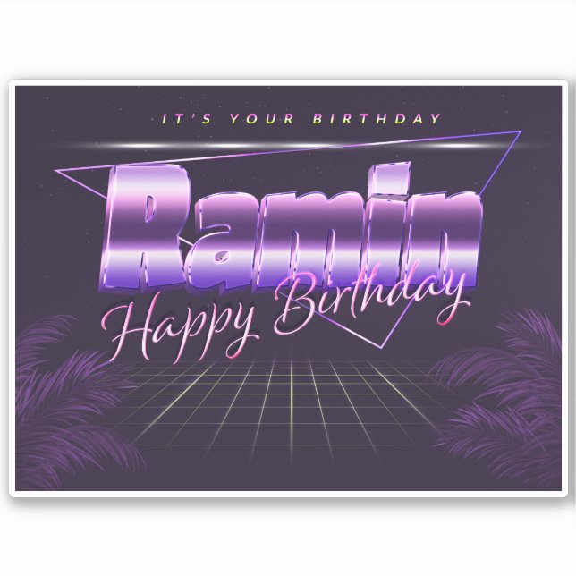 Ramin Name First name pura retro sticker birthday (Front)