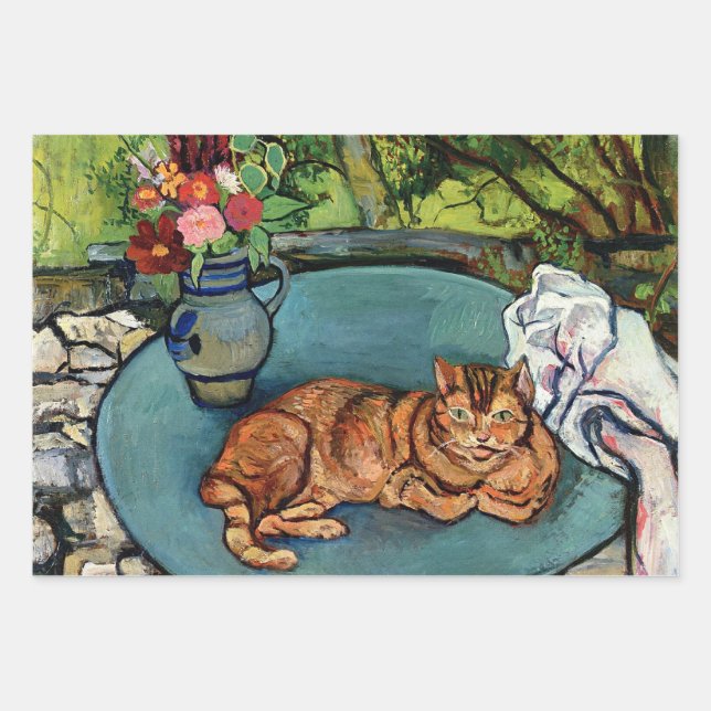 Raminou and Pitcher with Carnations Wrapping Paper Sheets (Front)