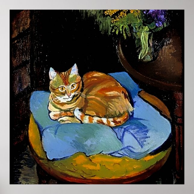 “Raminou on a Blue Blanket” by Suzanne Valadon Poster (Front)