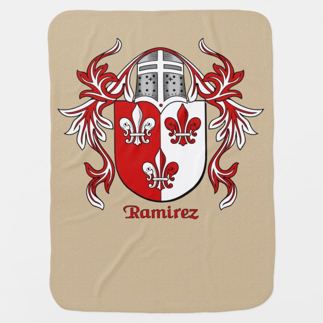 Ramirez Heraldic Shield and Mantling Baby Blanket (Front)