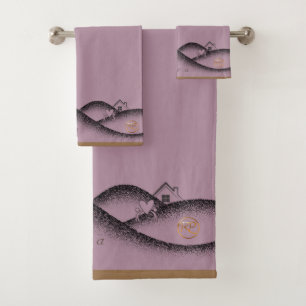 RAMO & PAULE gold purple logo fan Bath Towel Set