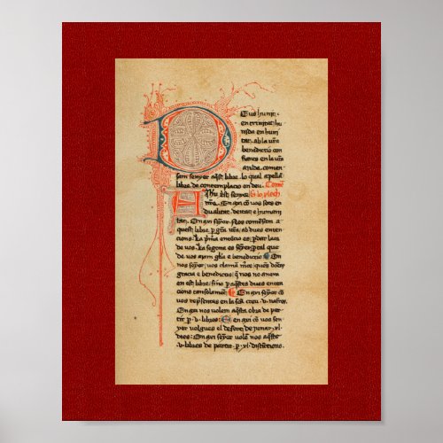 Ramon Llull 13th Century Illuminated Manuscript Poster