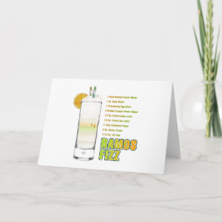 Ramos Gin Fizz Cocktail Recipe Art Card