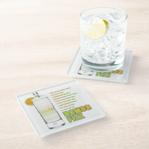 Ramos Gin Fizz Cocktail Recipe Art Glass Coaster