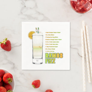 Ramos Gin Fizz Cocktail Recipe Art Napkins