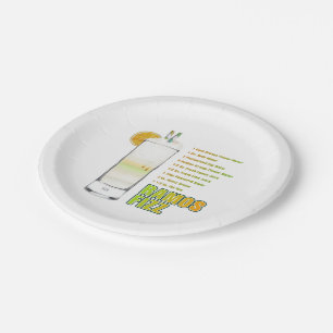 Ramos Gin Fizz Cocktail Recipe Art Paper Plates