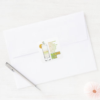 Ramos Gin Fizz Cocktail Recipe Art Square Sticker