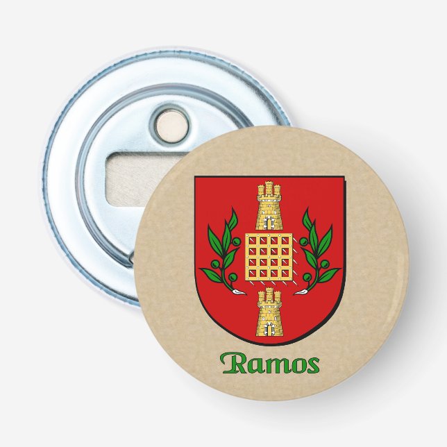 Ramos Heraldic Arms on Parchment Style Back Bottle Opener (Front)