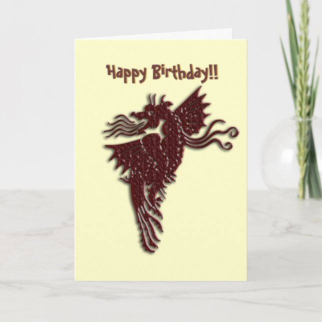 Rampant Chocolate Dragon birthday card (Front)