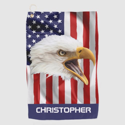 Rampant Eagle The American Flag Patriotic Golf Towel