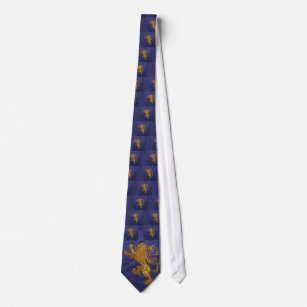 Rampant Lion - gold on blue Neck Tie