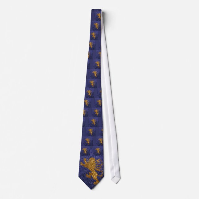 Rampant Lion - gold on blue Neck Tie (Front)